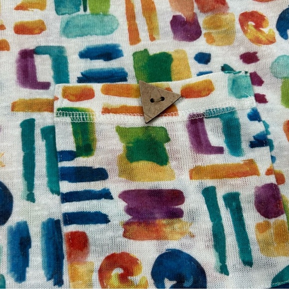 Ali Miles Colorful Geometric Print Tunic Top Size 3X 3/4 Sleeves Art to Wear - Picture 6 of 12